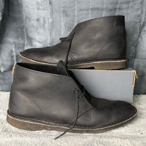 Clarks Originals Mens Desert Boot Black Leather Chukka 261036837120 Size 13